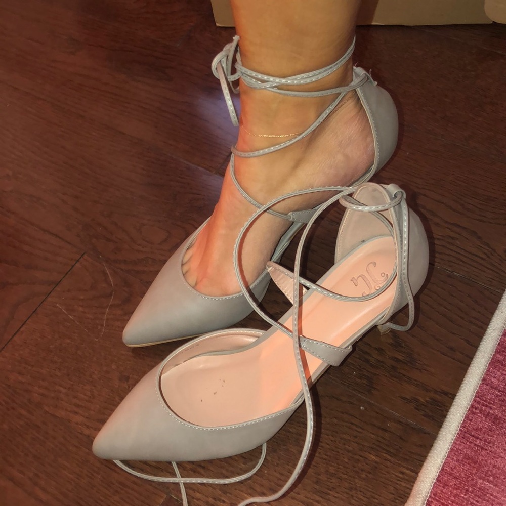 Grey Tie up dress heel! Great Condition! Worn once
